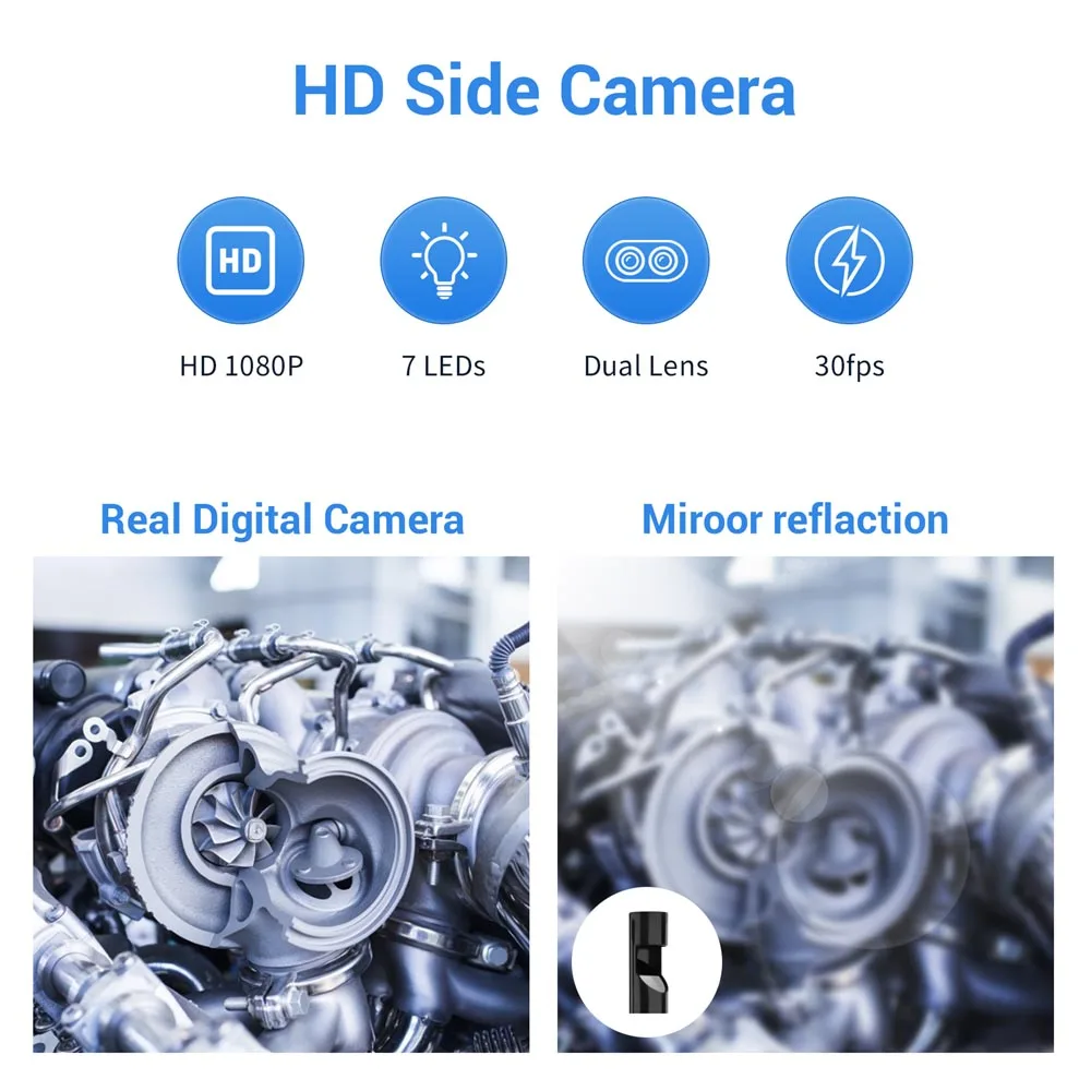 Dual Lens Industriële Endoscoop Camera Snake 1080 P Borescope Inspectie Met 7 LED Verlichting IP67 Waterdichte Riool Ios Cam PQ310