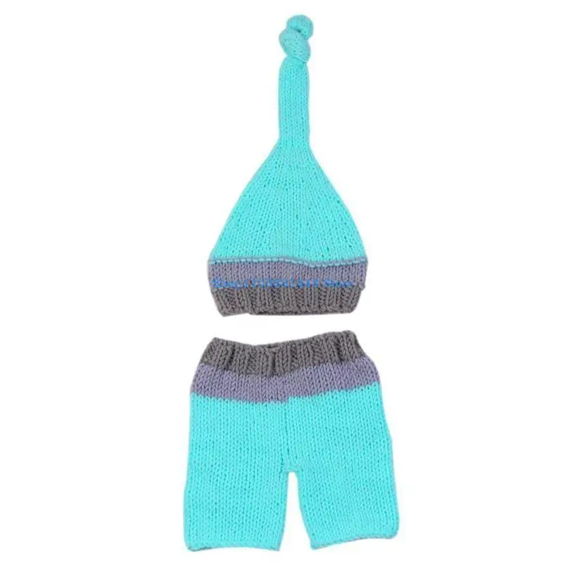 

Q6RE Blue Knit Outfits for Baby Boys Girls Photography Outfits with Long Tail