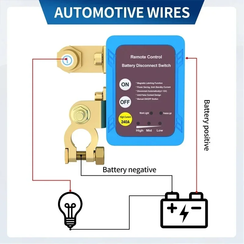 Remote Battery Disconnect Switch 12V 240A Kill Switch Automatic Power Shut Off Remote Control Switch for Auto Car Truck Boat