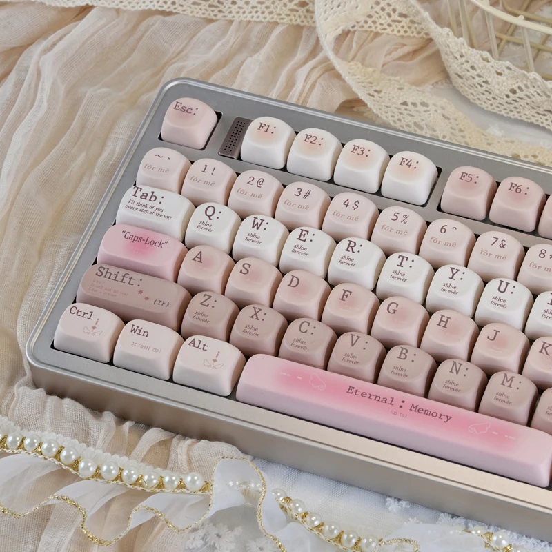 

Romantic pink Keycaps Doubleshot Dyesub PBT keycap 130 keys set for 60% 65% 75% TKL 96% 100% MX Switch Mechanical Keyboard
