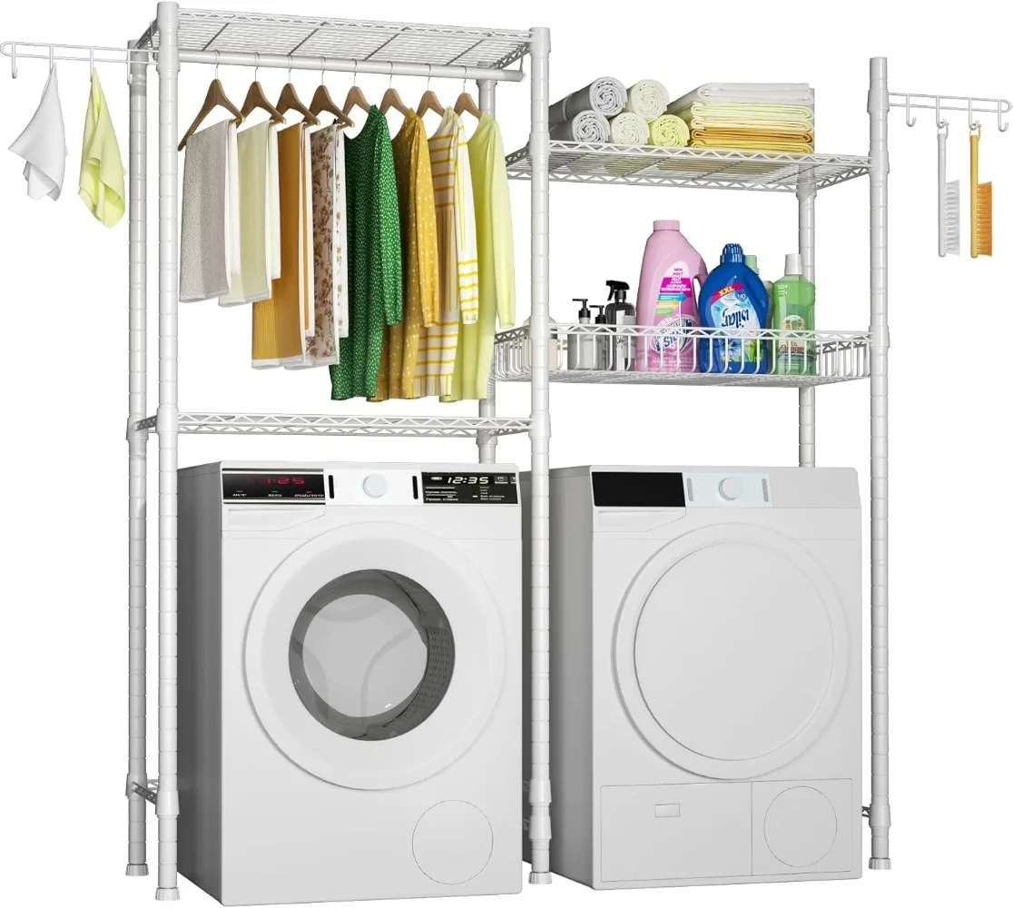 

Clothes Drying Rack, Over Washer and Dryer Laundry Room Storage Shelf, Bathroom Towel Rack Space Saver