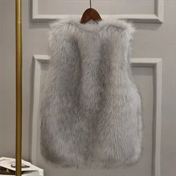 Faux Fox Fur Vest Women Winter Warm Short Waistcoat Korea Fashion Outwear Furry Luxury Coat Ladies Body Warmmer