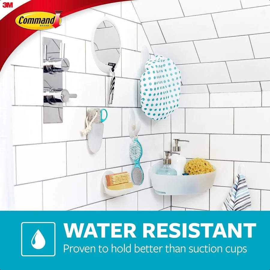 Bathroom Wall Hook with WaterResistant Adhesive Strips Bathroom Organizer for Hanging Bath Towels and Loofahs 1 Shower Hook wit