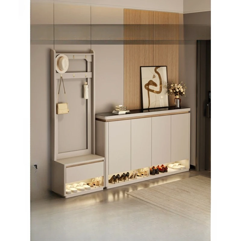 

Indoor shoe cabinet and hanger are integrated, light luxury style can sit on shoe stool, household large-capacity porch shoe