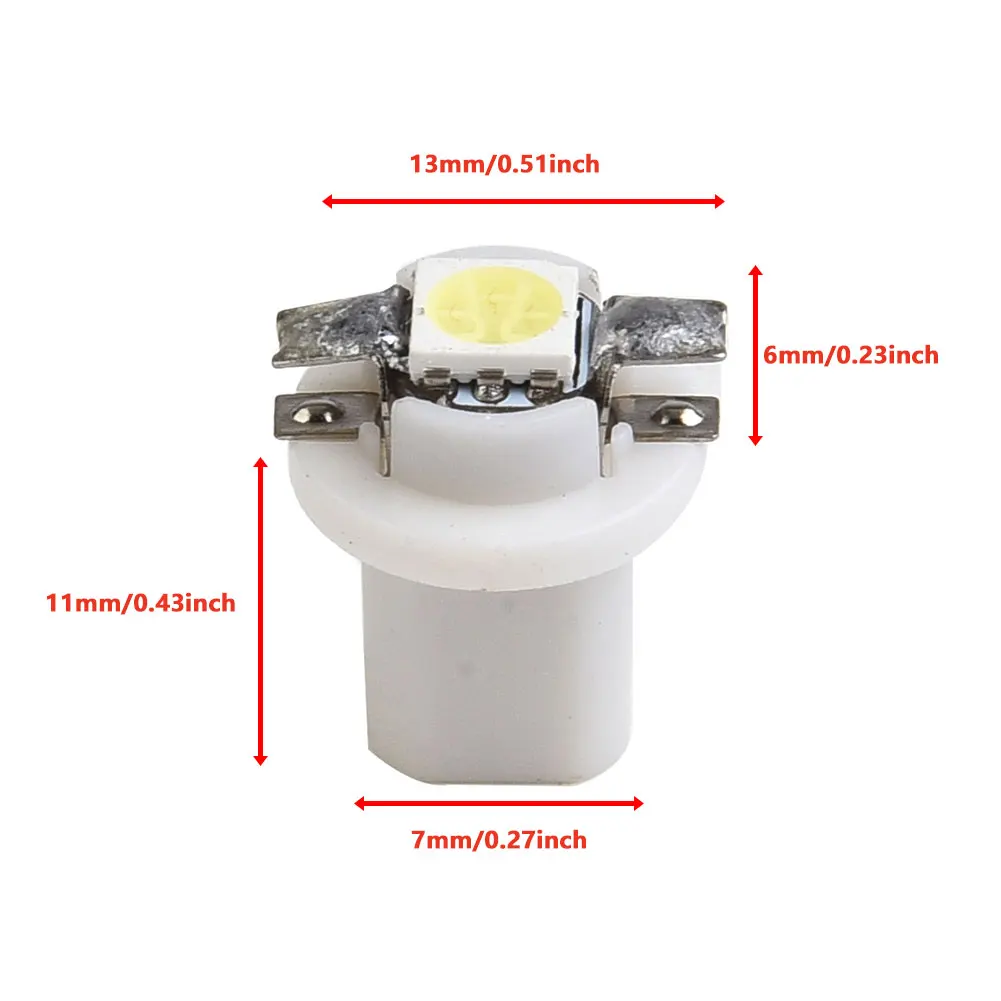 10x Cars LED Bulbs T5 B8.5D 5050 SMD DC 12V 6000K White Car LED Dashboards Dash Lamp Instruments Light Bulbs Shifter Lights