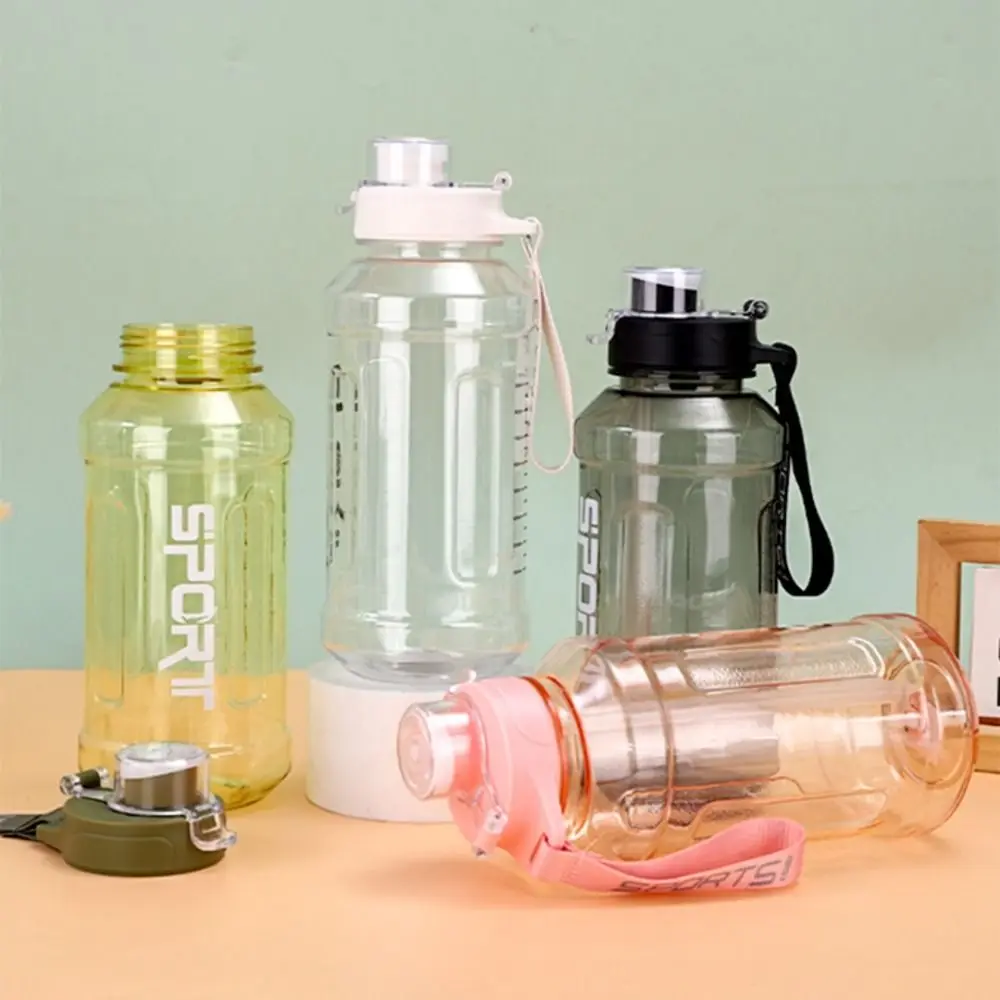 

Straw Sports Water Cup with Carrying Rope 850/1300ml Fitness Water Bottle Portable Transparent Fitness Drinking Bottle Running