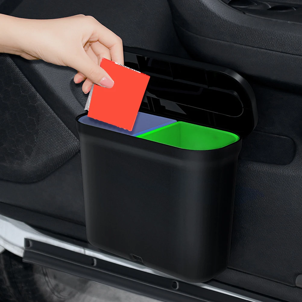 

Car Trash Can For Vehicle Durable Storage Box With Lid Anti-Slip Mini Garbage Bin Organizer For Cars Indoor Use