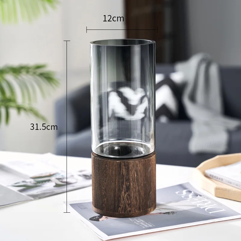 New Chinese glass vase water raising flowers dried flowers horse drunk flower aliving room desktop model room decoration
