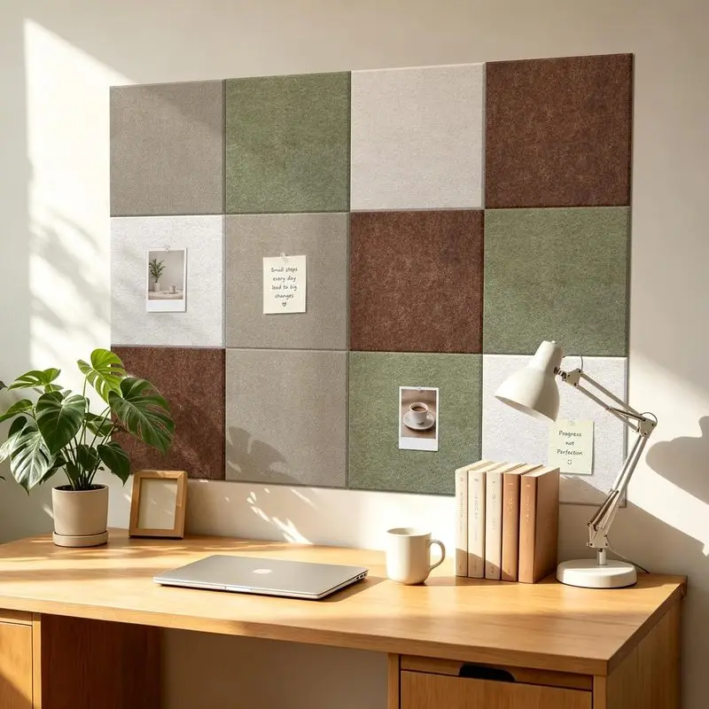 24x24CM Home Decor Wall Decorative Panels Soundproofing Pads Sound-absorbing Acoustic Felt Cork Tiles Note Bulletin Pin Boards