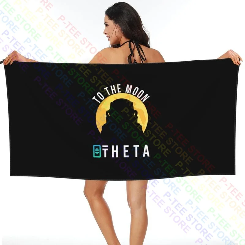 Theta To The Moon Crypto Token Theta Logo Hodl Quick dry Towel Large Beach Towel Good Quality