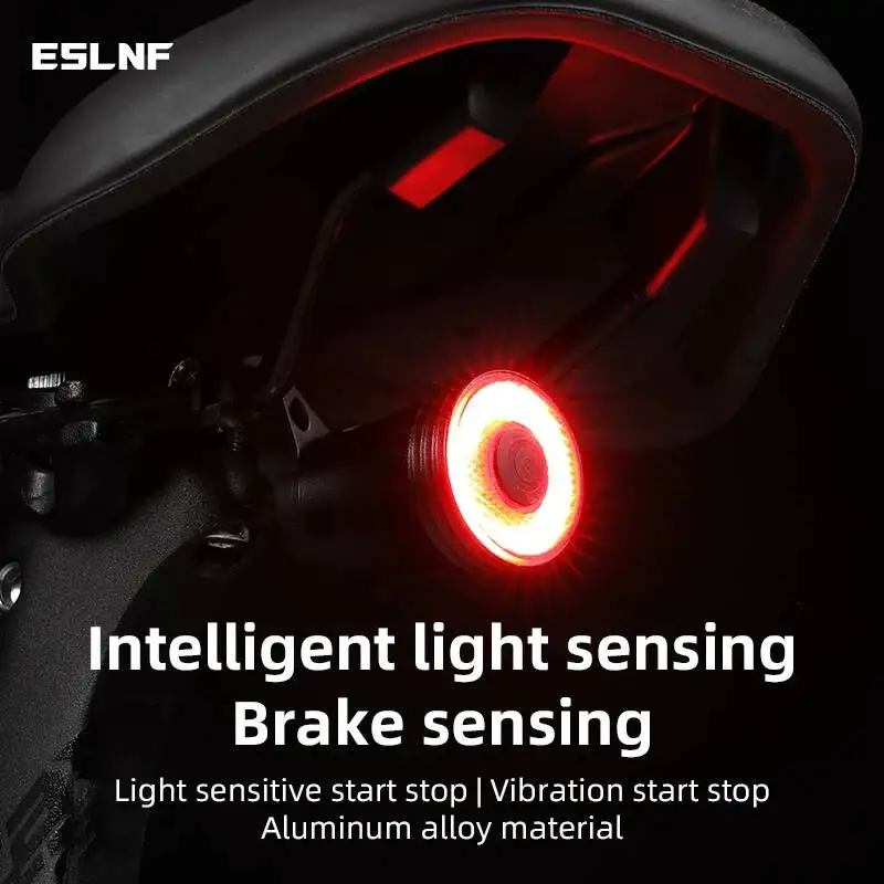 ESLNF Bicycle  Waterproof Bike Brake Sensing Rechargeable Models Intelligent Light USB Rear Taillight