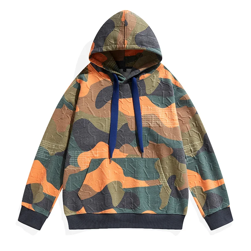 Fashion Camouflage Hoodie Autumn Men's New Jacket Letter Embossed Hooded Sweatshirt Hip Hop Pullover Sweatshirts Unisex Clothing