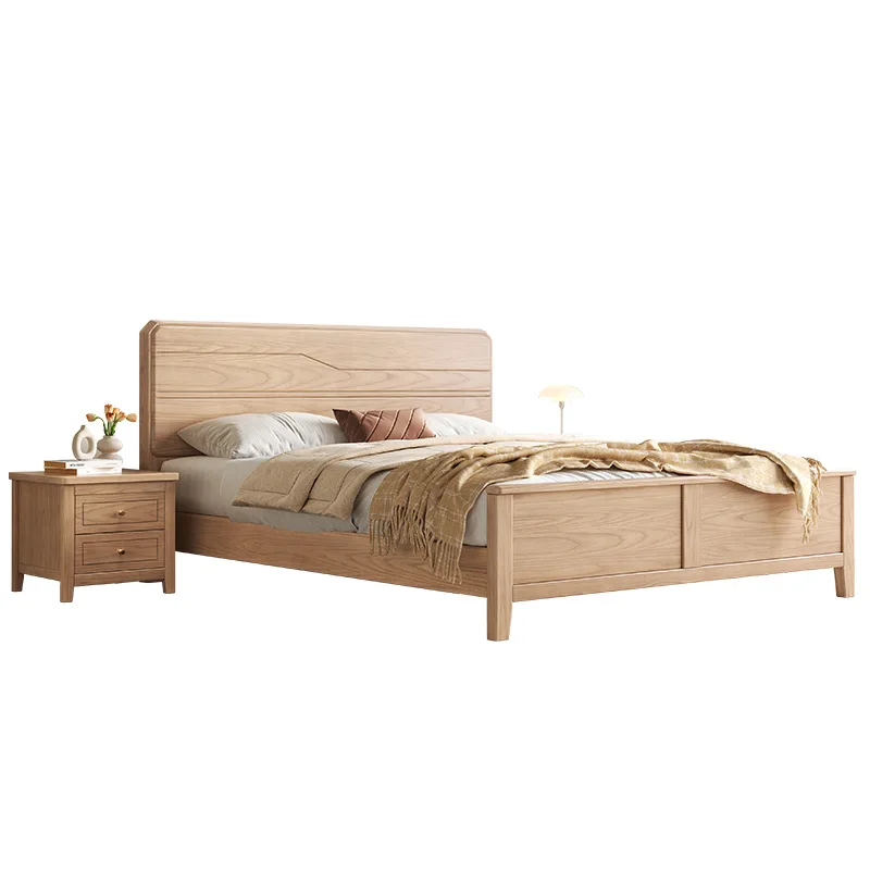 

Full solid wood bed, modern simple double bed master bedroom