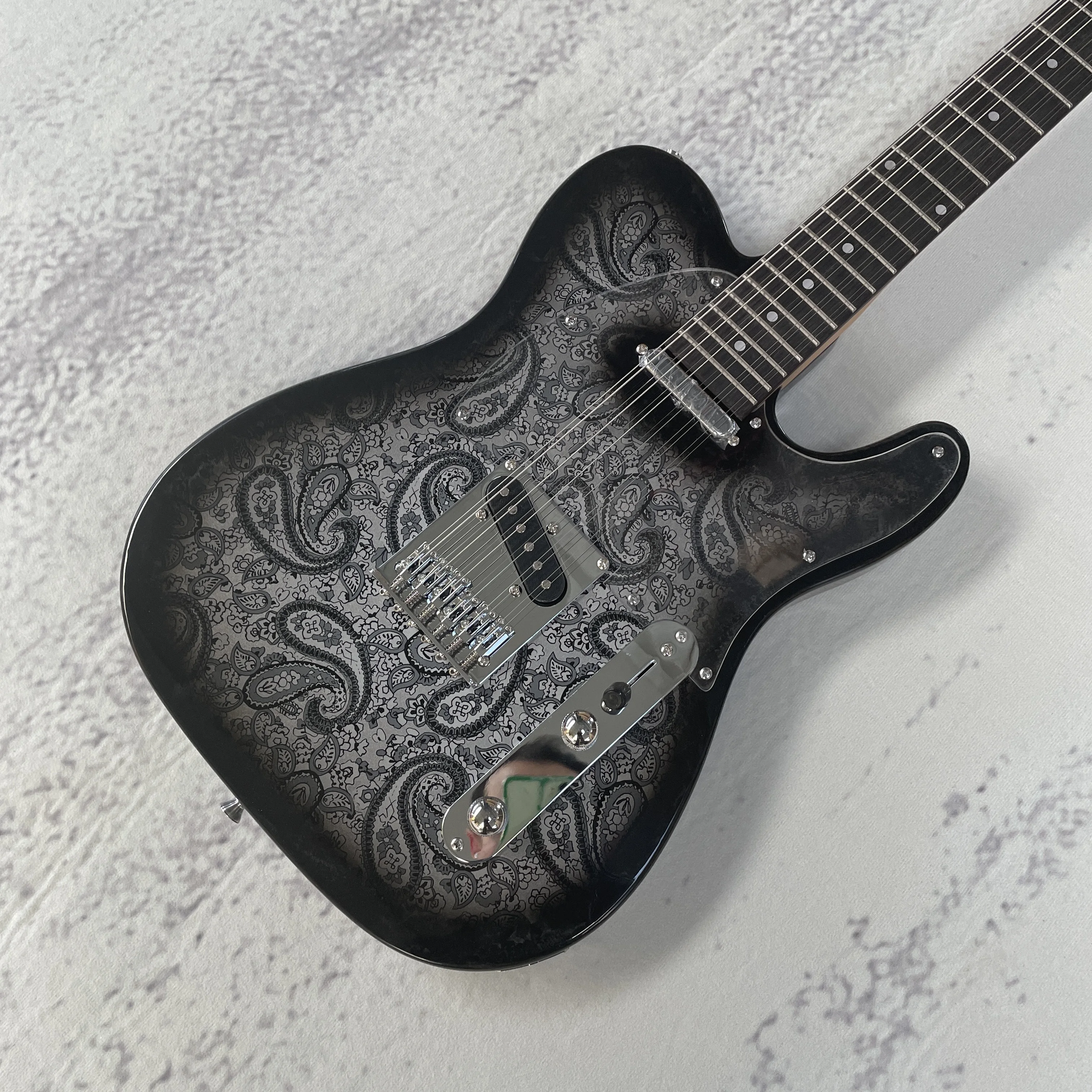 Black Paisely TL Electric Guitar Chrome Hardware 12 Strings SS Fast Ship