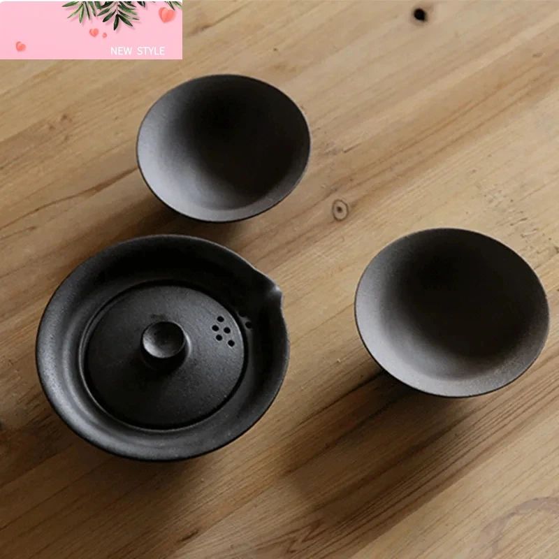 

Ceramic Teacup Tea Set Portable Travel Teaware Kung Fu 1 Pot + 2 Cups Home Office Water Mug Vintage Gaiwan Drinkware