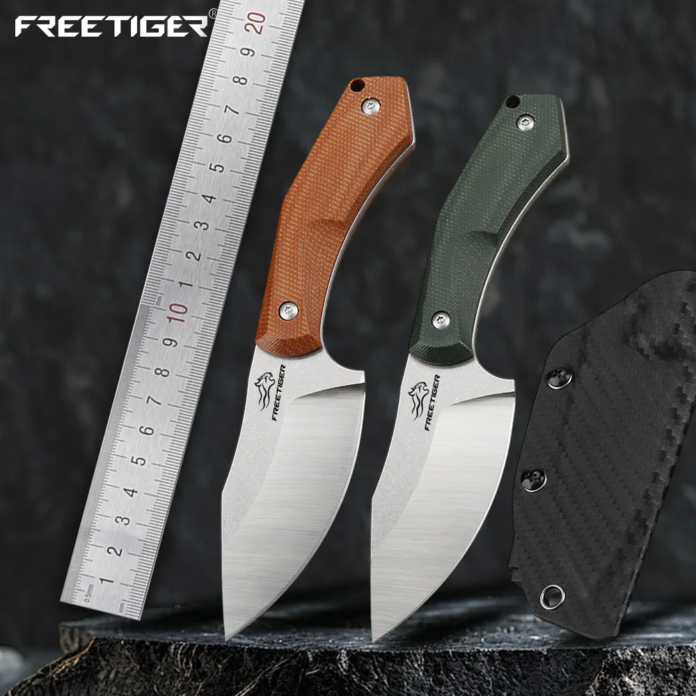 FREETIGER DC53 Fixed Blade Knife with Micarta Handle Camping Knife for Hunting Hunting Bushcraft Knives with Kydex Sheath