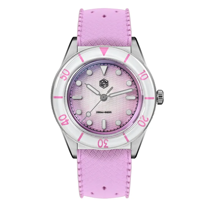 

Женские кварцевые часы San Martin, 32,5 мм, элегантные наручные часы, водонепроницаемые до 20ATM, BGW-X1, светящийся циферблат Guilloche MOP, сапфировое стекло, Ronda703