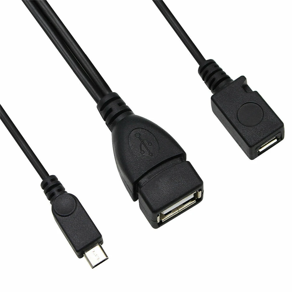 2-in-1 20cm Power Cable Cable Adapter Micro USB OTG Cable Data Cable USB Adapter Y Splitter