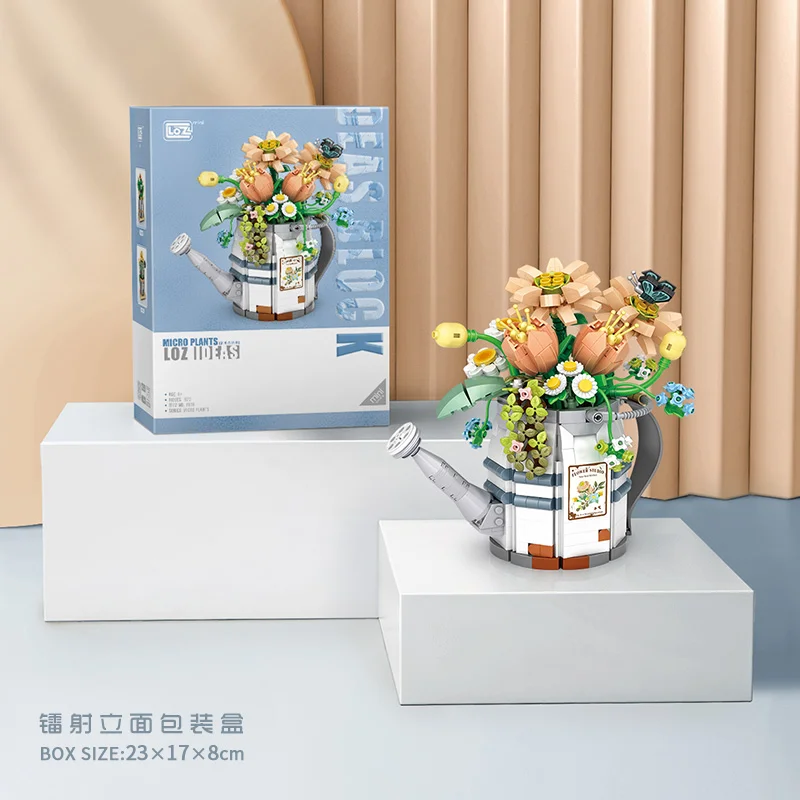MINI Flower Spray Pot Building Block Flower Meaty Plant Home Decoration Building Block Boys and Girls Children\'s Toy Gift
