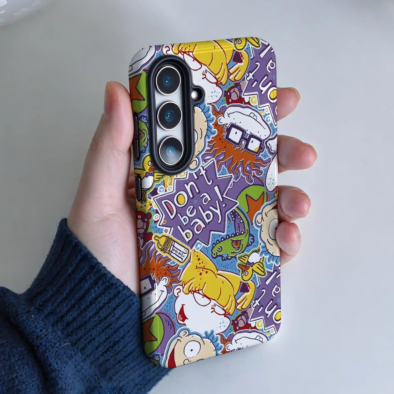 Phone Case For Samsung Galaxy A57 A56 A37 A27 A17 A36 A26 A55 A35 Glossy Film Phone Case Funny Cartoon R-Rugrats