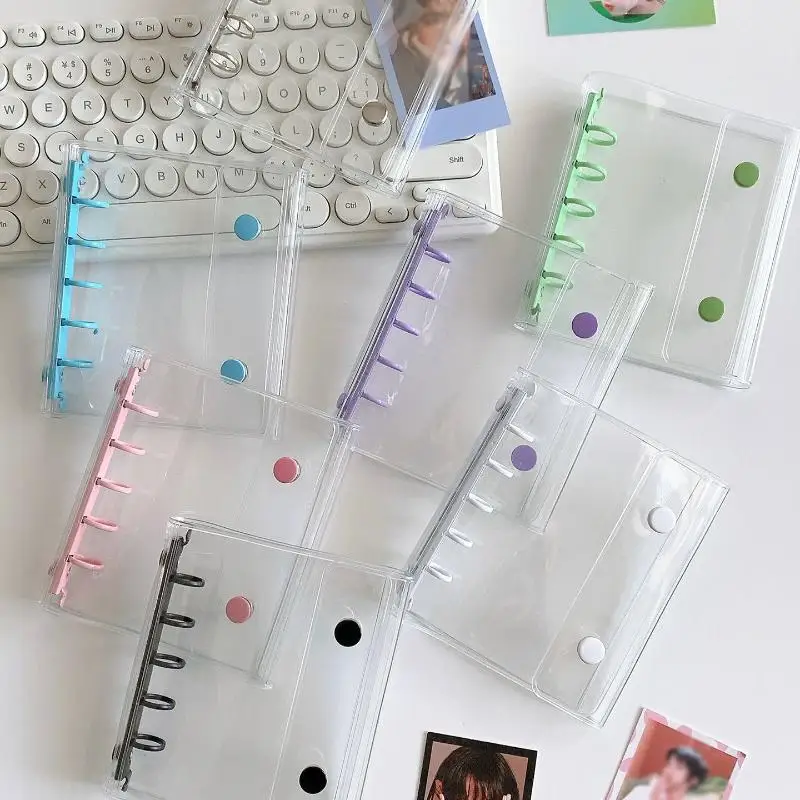 PVC Double Button Soft Binder with Widening Transparent Design for Notebooks Journals and Office Use