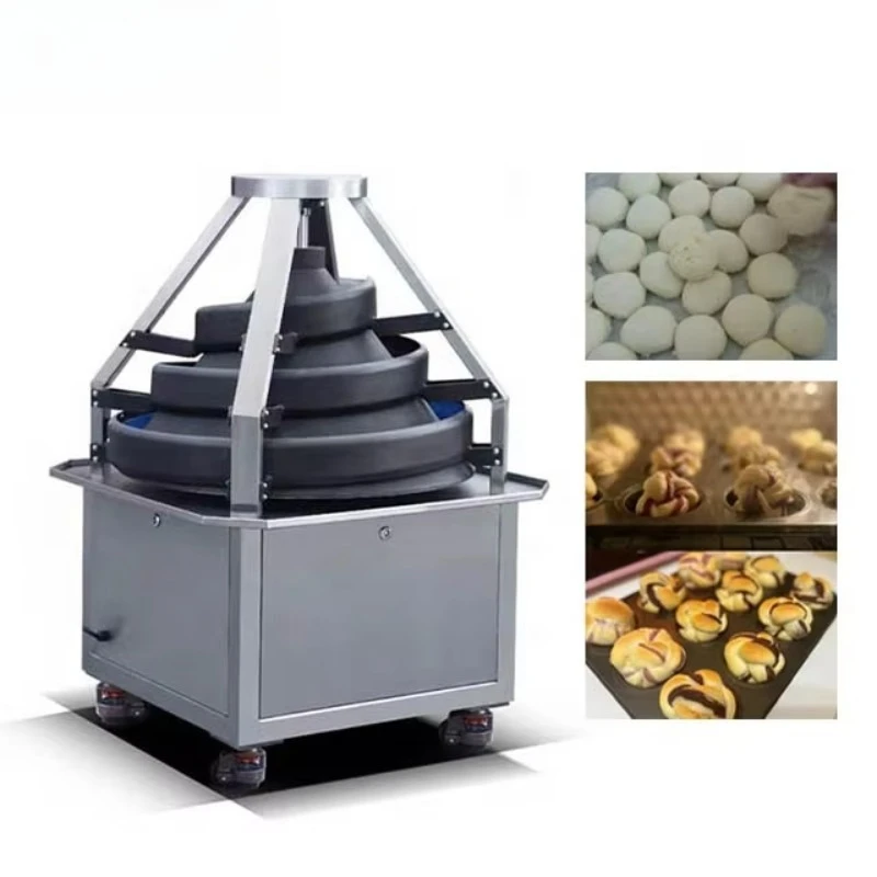 Automatic Continuous Pizza Dough Rounder Divider Machine for Bakery Bun Roller Bread Making Production Custom