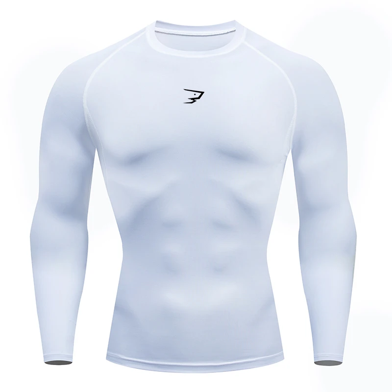2026Men's compression running T-shirt fitness long sleeved sports shirt quick drying breathable jogging sports top