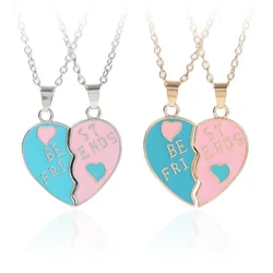 2 Pieces Best Friend Heart Pendant Necklace for Women BFF Dual Color Magnetism Exquisite Geometry Necklace Choker Fine Jewelry