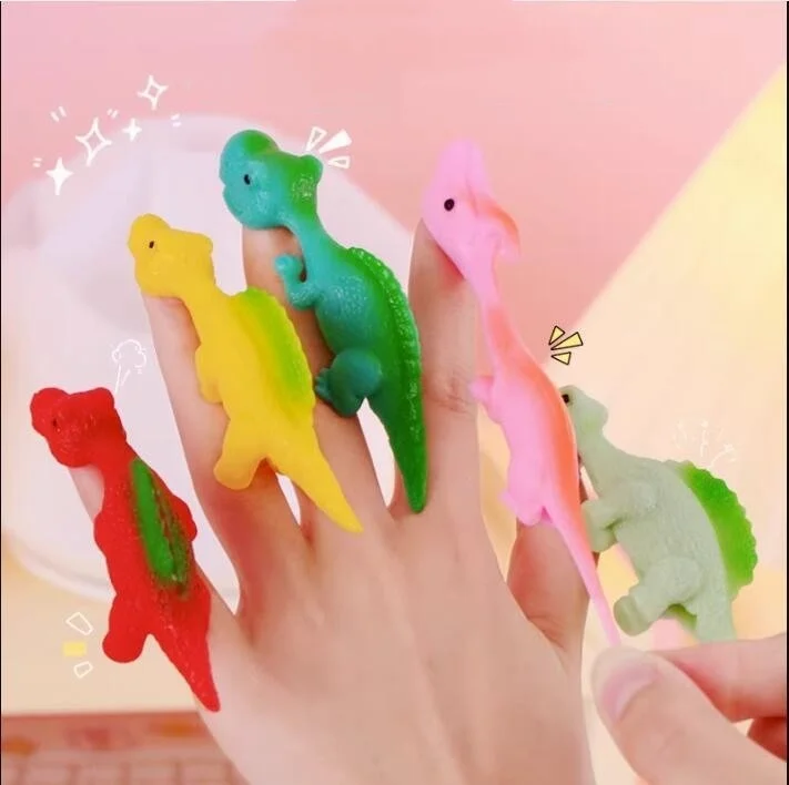 5/10Pcs Finger Ejection Dinosaur Toys Rubber Dinosaur Slingshot Boys Stress Relief Toys Kids Decompression Gift Toy Party Favors