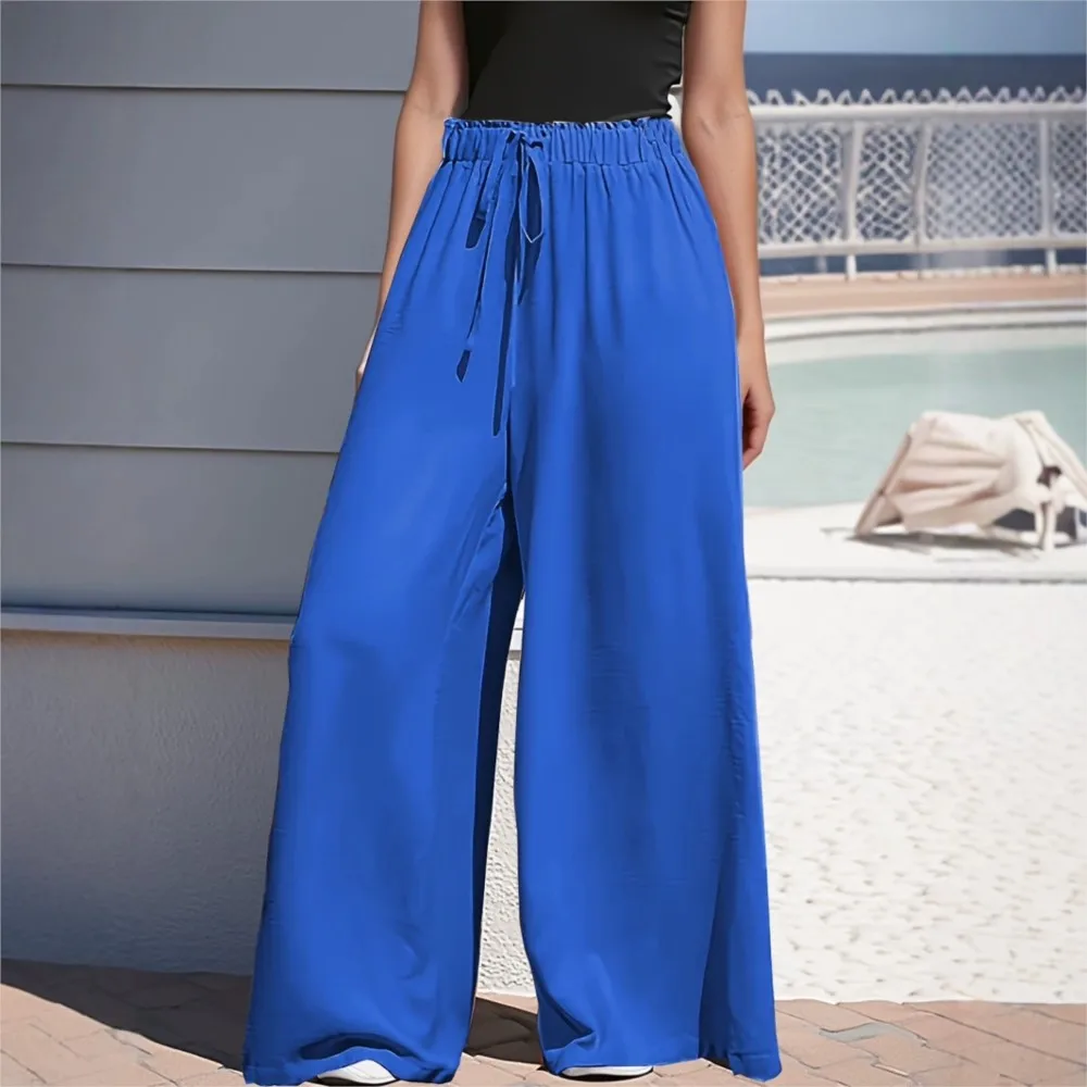 السيدات الجديدة بلون واسعة الساق فضفاضة الرباط عالية الخصر بنطلون مريح التنقل أسلوب بسيط عادية كل مباراة العصرية #6