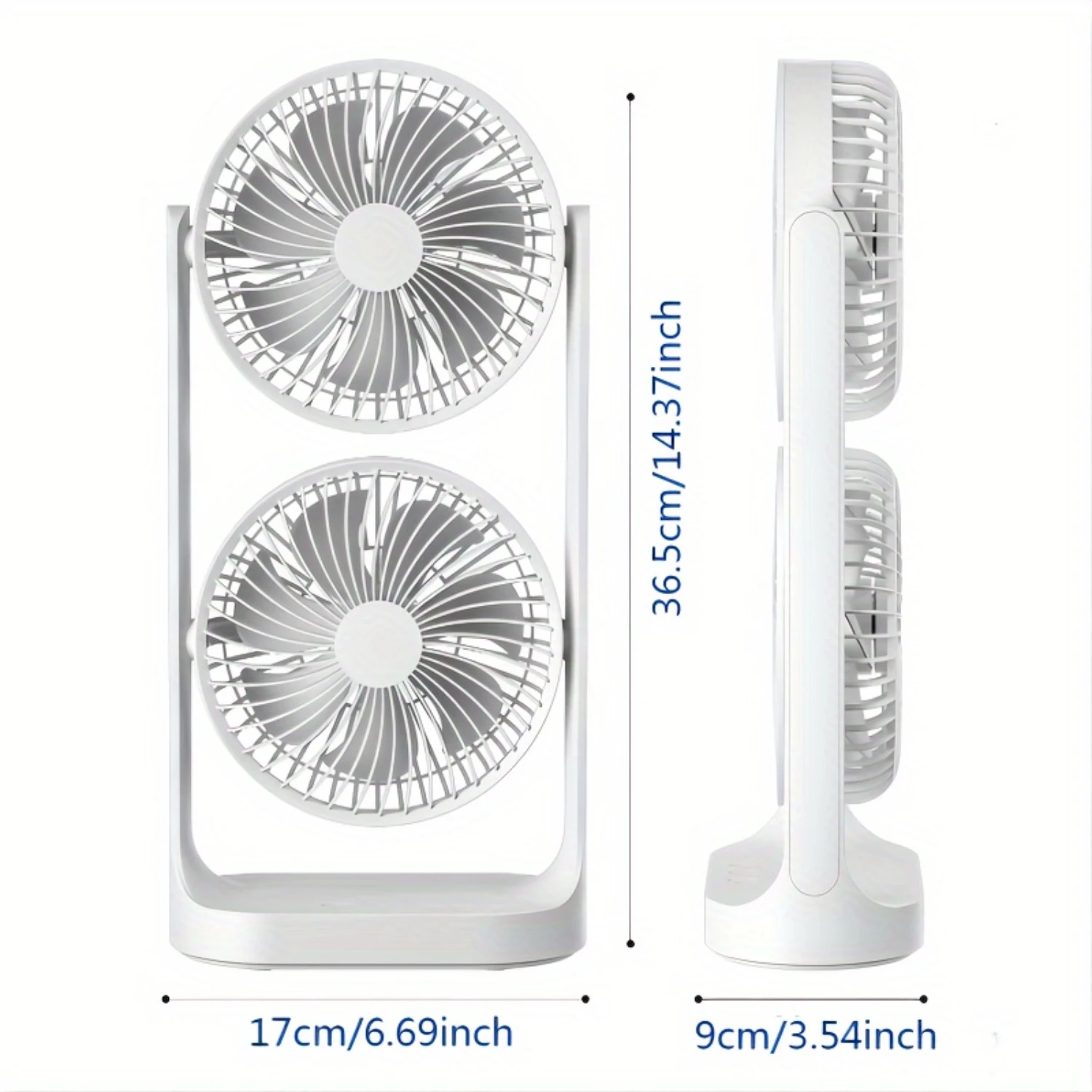 

1pc, Portable Dual Head Desk Fan - Omnidirectional Airflow, Dual Air Outlet, Adjustable Powerful Breeze, Compact and Lightweight