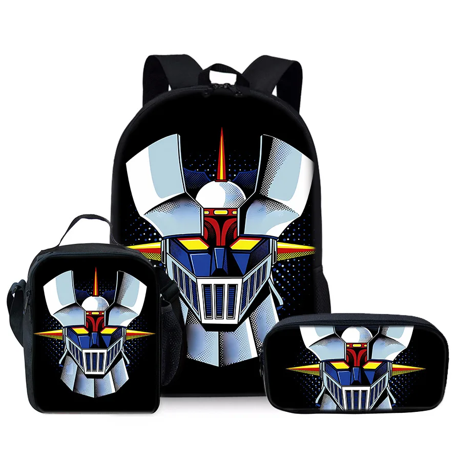 Classic Popular Novelty robot 3D Print 3pcs/Set Student School Bags Laptop Daypack Backpack Crossbody Lunch bag Pencil Case