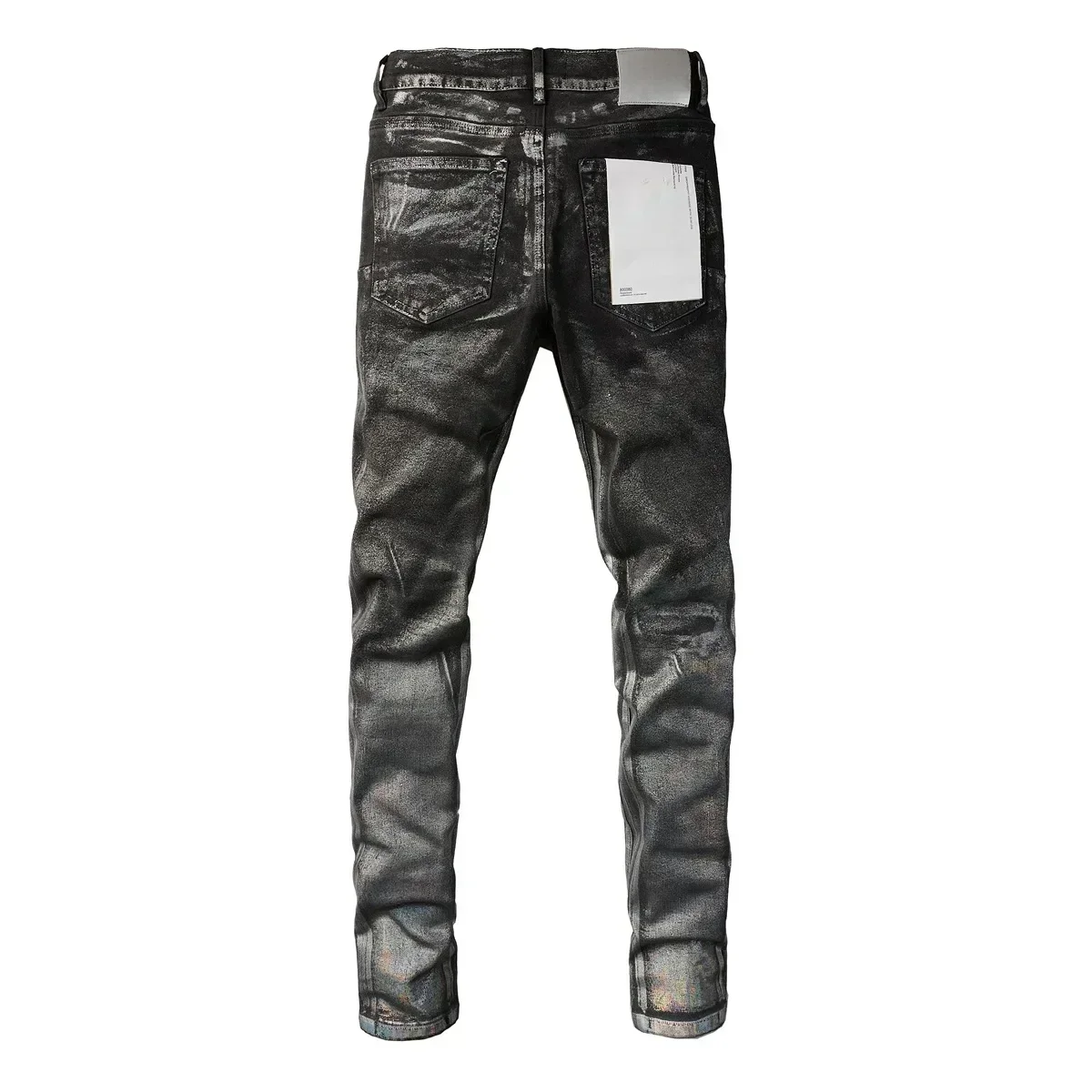 Fashion Purples jeans Man American brands style high street white paint distressed Repair Low Rise Skinny Denim pants