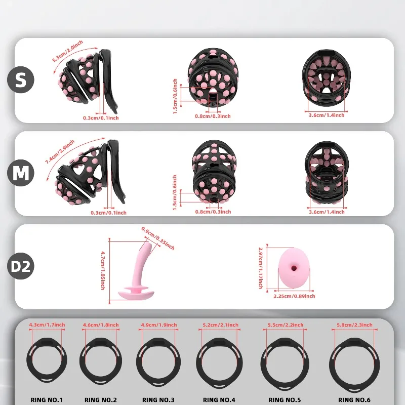 New Male Chastity Cage with Soft Nails Urethral Sound Plug Penis Expansion Cock Cage with 6 Rings Adult Sex Toys Chastity Belt