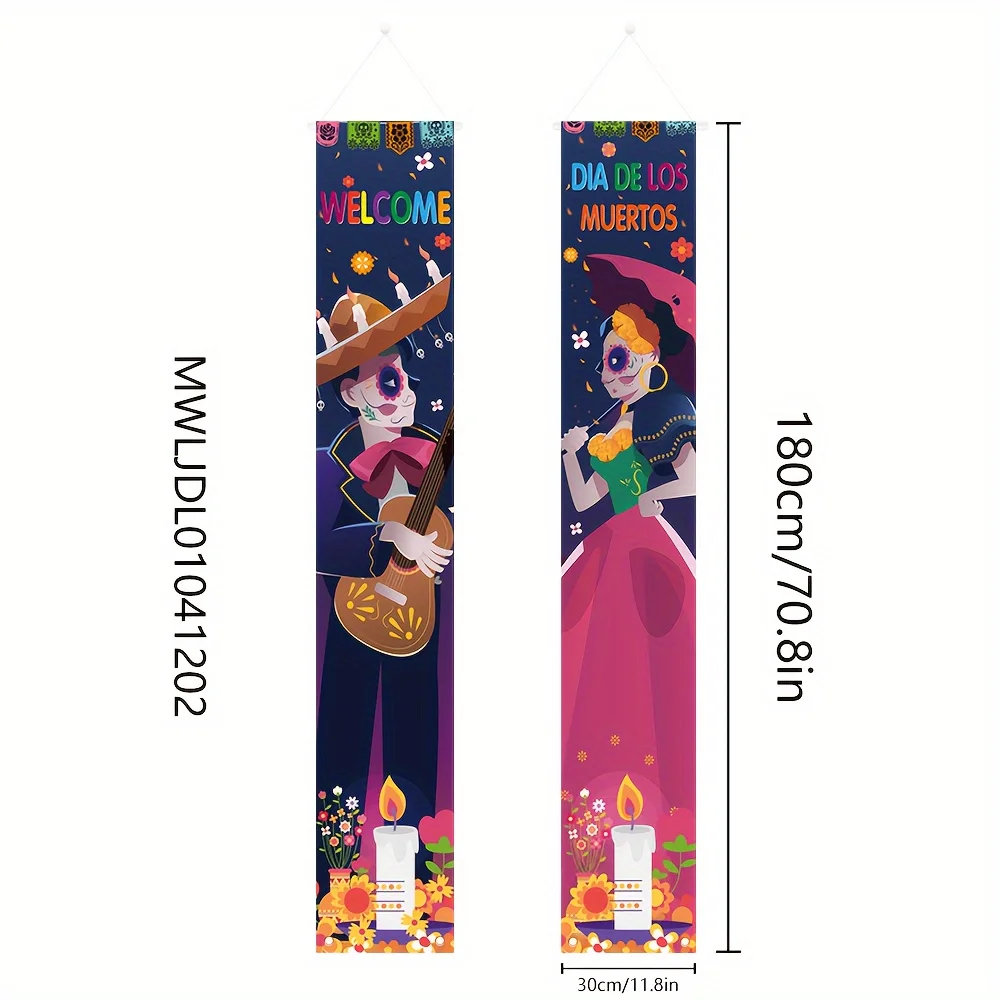 Set, Halloween Mexican party porch sign, 180 cm x 30 cm / 70.8 inches x 11.8 incheszyc