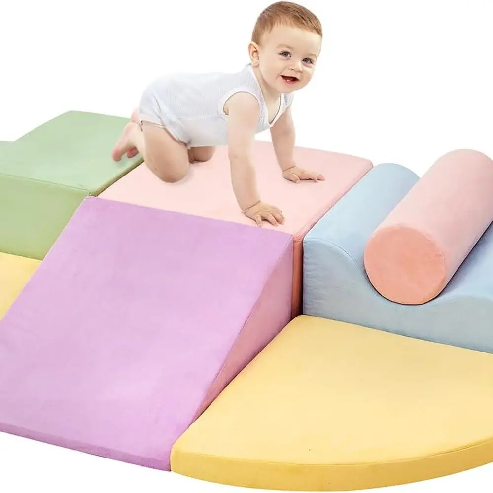 Juguetes de escalada para niños pequeños, juguetes de escalada para niños pequeños en interiores, juego de bloques de escalada de espuma suave de 7 piezas, esquina de tiempo de juego para niños pequeños C