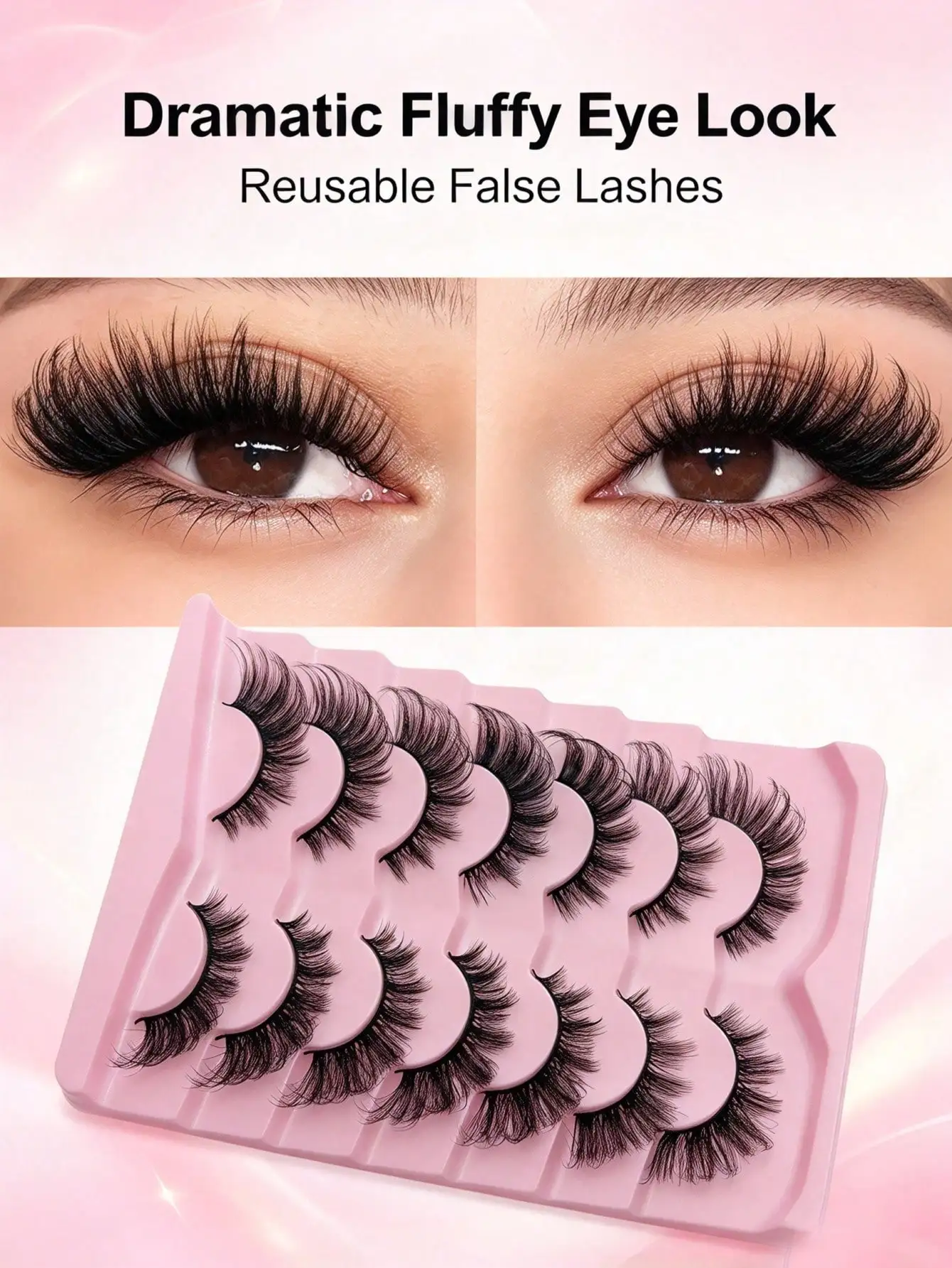 7 Paar Faux-Wimpern im Fuchsaugen-Stil, Katzenaugen-Wimpern, natürliche, flauschige, voluminöse, verlängerte Wimpern für die äußere Augenwinkelpartie, geeignet für Cosplay. – Detail 4