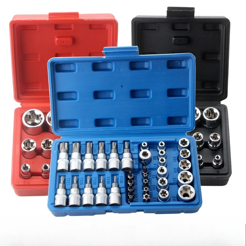 34Pcs Torx Bit And E-Torx Star Socket Set 1/4