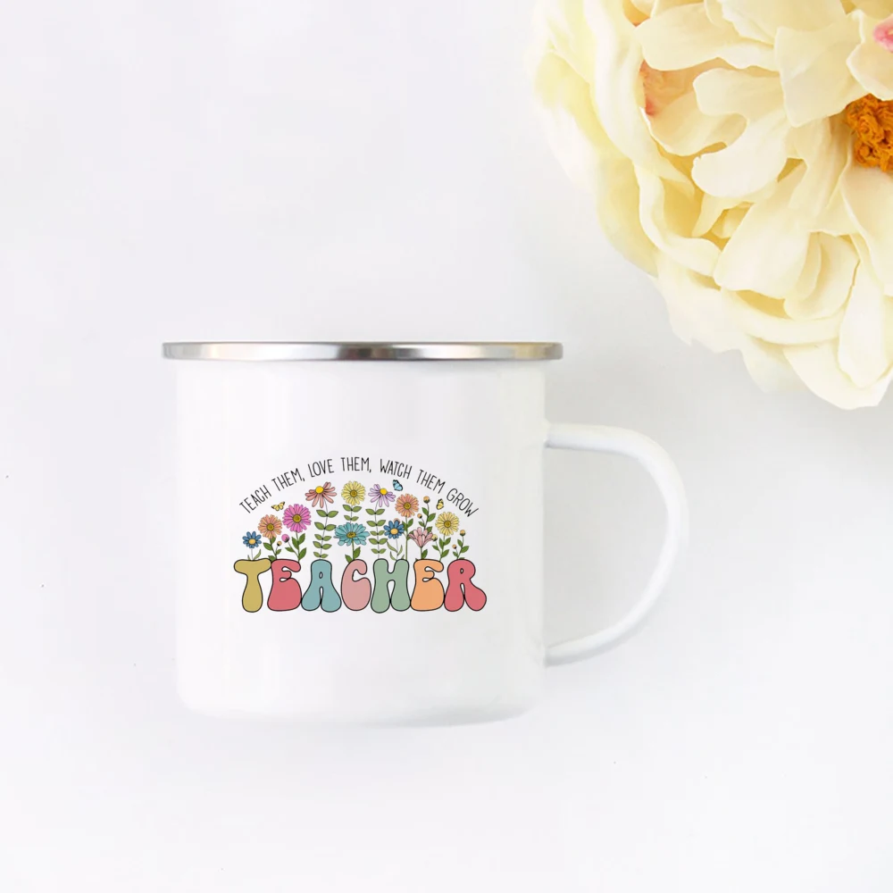 Teach Them Love Them Watch Them Grow Cute Teacher Floral Mug Back To School Teacher Appreciation Gift Teachers\'s Coffee Cup