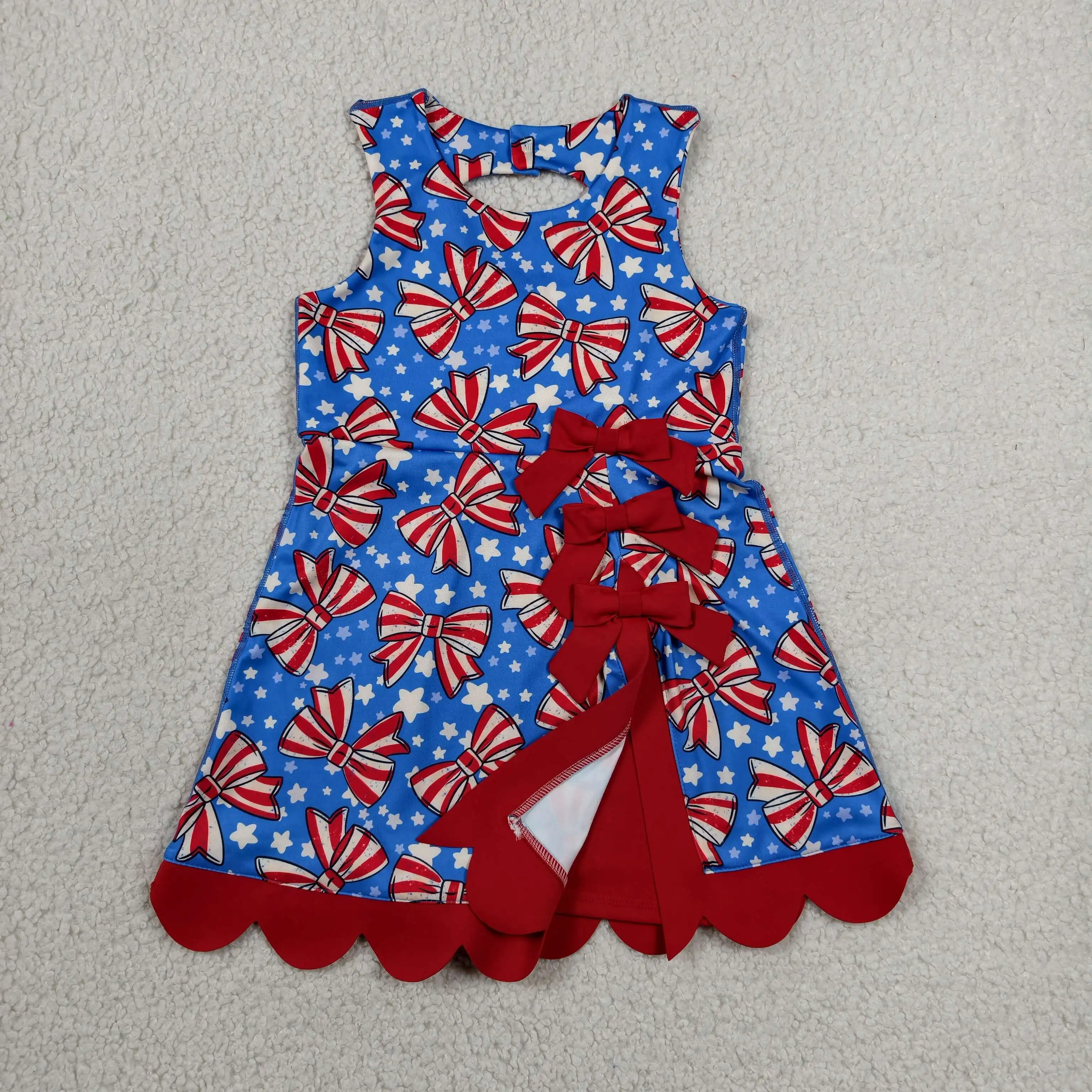 Baby Yoga Clothing - 卸売ベビーガールアクティブスターズボウズ服幼児キッズノースリーブスカートショーツ幼児スコートヨガ独立記念日ドレス