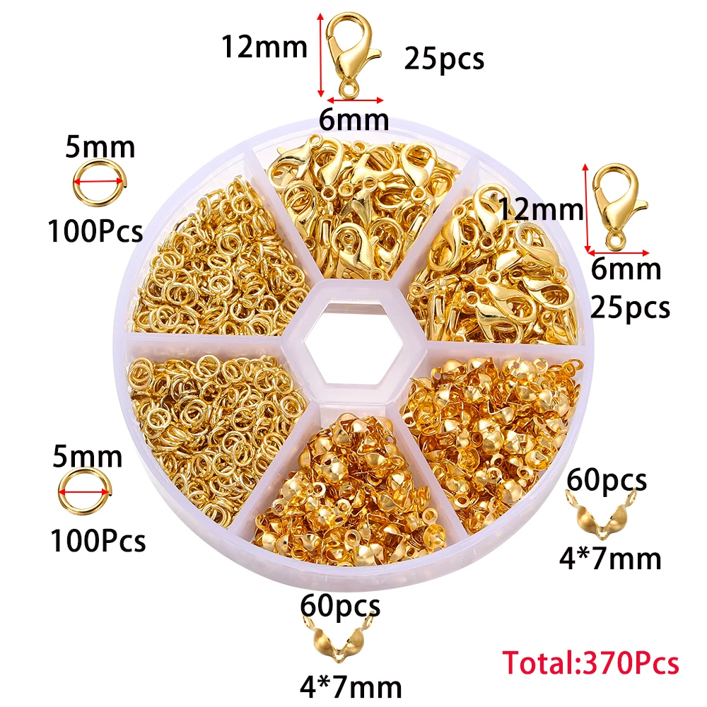 210-400 teile/schachtel Schmuck Machen Kits Karabinerverschluss Offene Biegeringe End Crimps Perlen Box Handgemachte DIY Armband Halskette Erkenntnisse