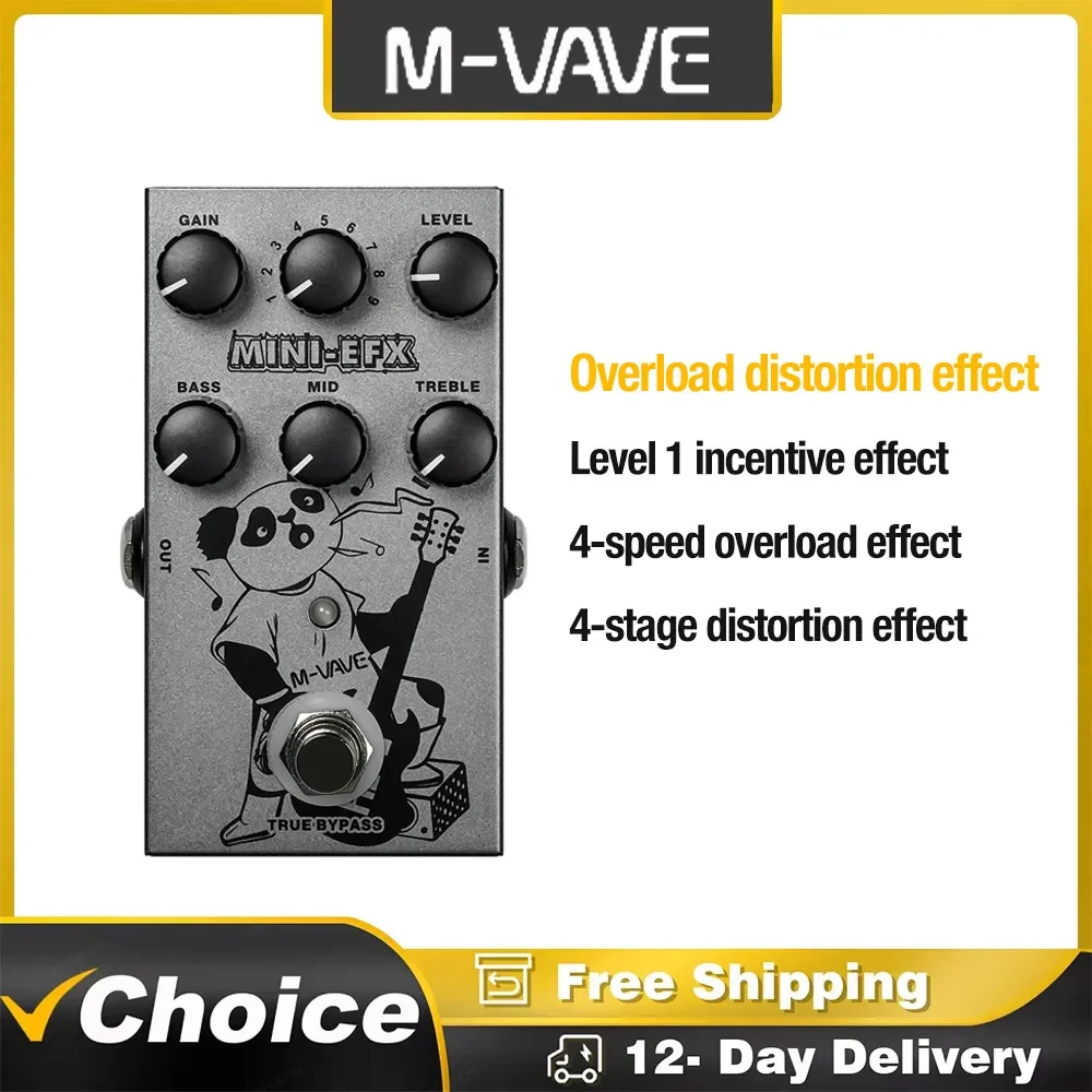 M-VAVE 4 Overdrive Effects 4 Distortion Effects Boost 3 Band EQ True Bypass for Electric Guitar MINI-EFX Multic-effects Pedal