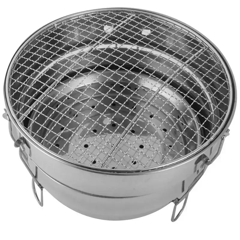 

tt Grille barbecue portable en acier inoxydable, foyer fendu pliant, fournitures cuisine, intérieur, camping