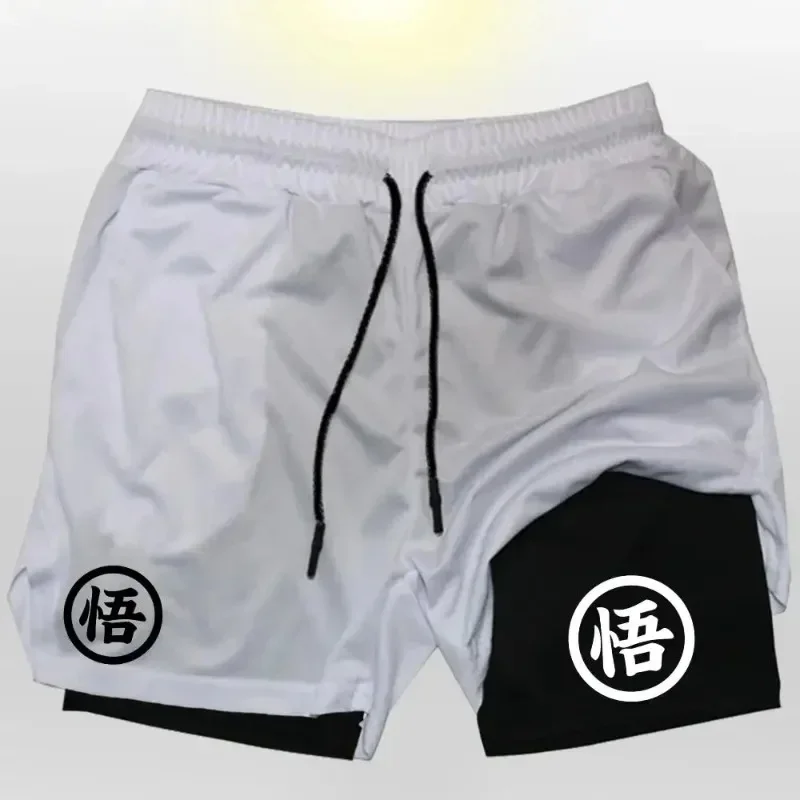 

Anime Men's Running Shorts 2-in-1 Training Shorts Quick-Drying Breathable Double-Layer Sports Shorts