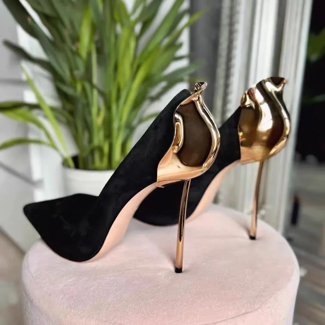 2025 New Bud Stiletto High-Heeled Pointed Toe Shoes Women's Contrast Color Pumps