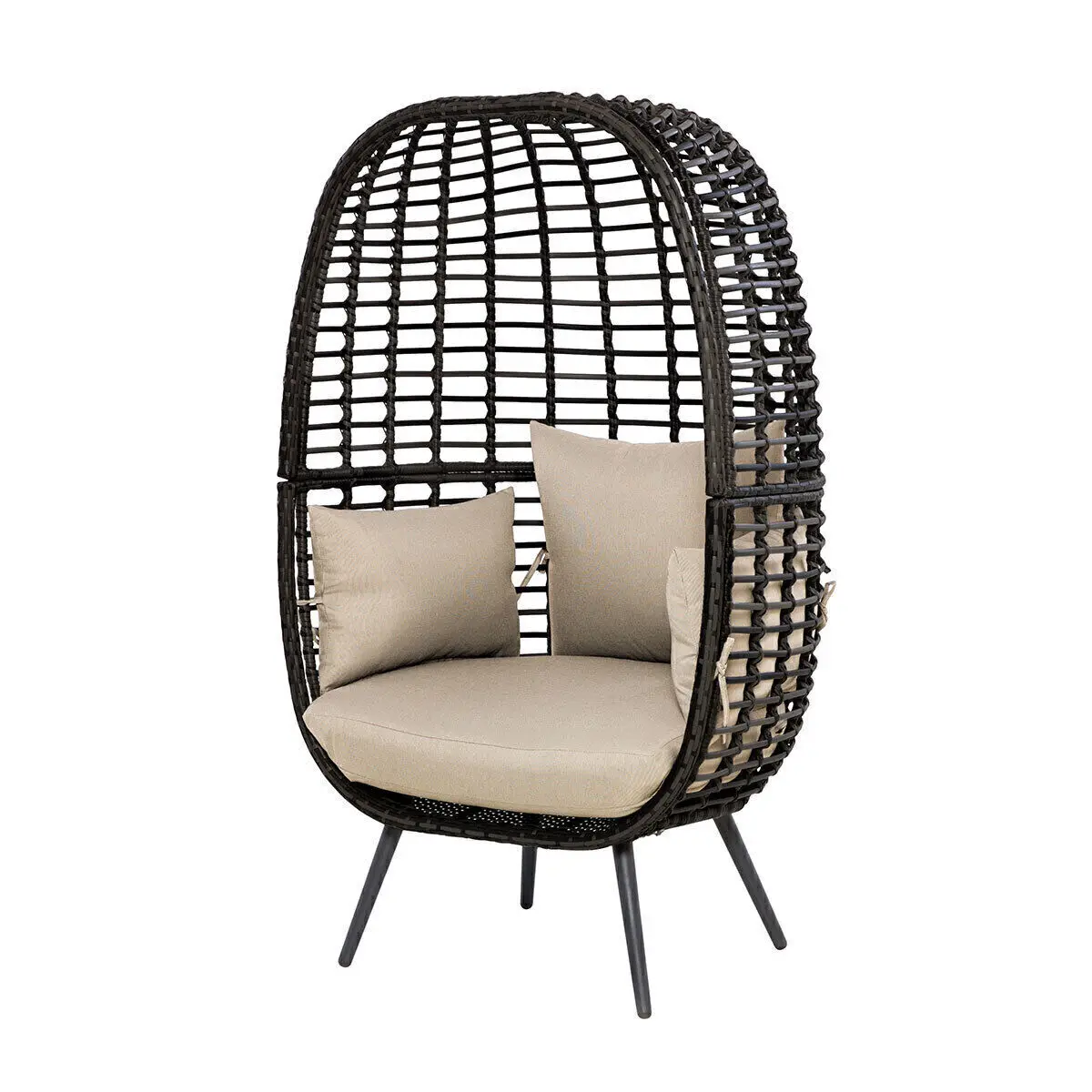 Garden Rattan Chair Outdoor Egg Chair Wicker Hand-woven Patio Stand Single Outside Cocoon Armchairs Large Rocking Chair