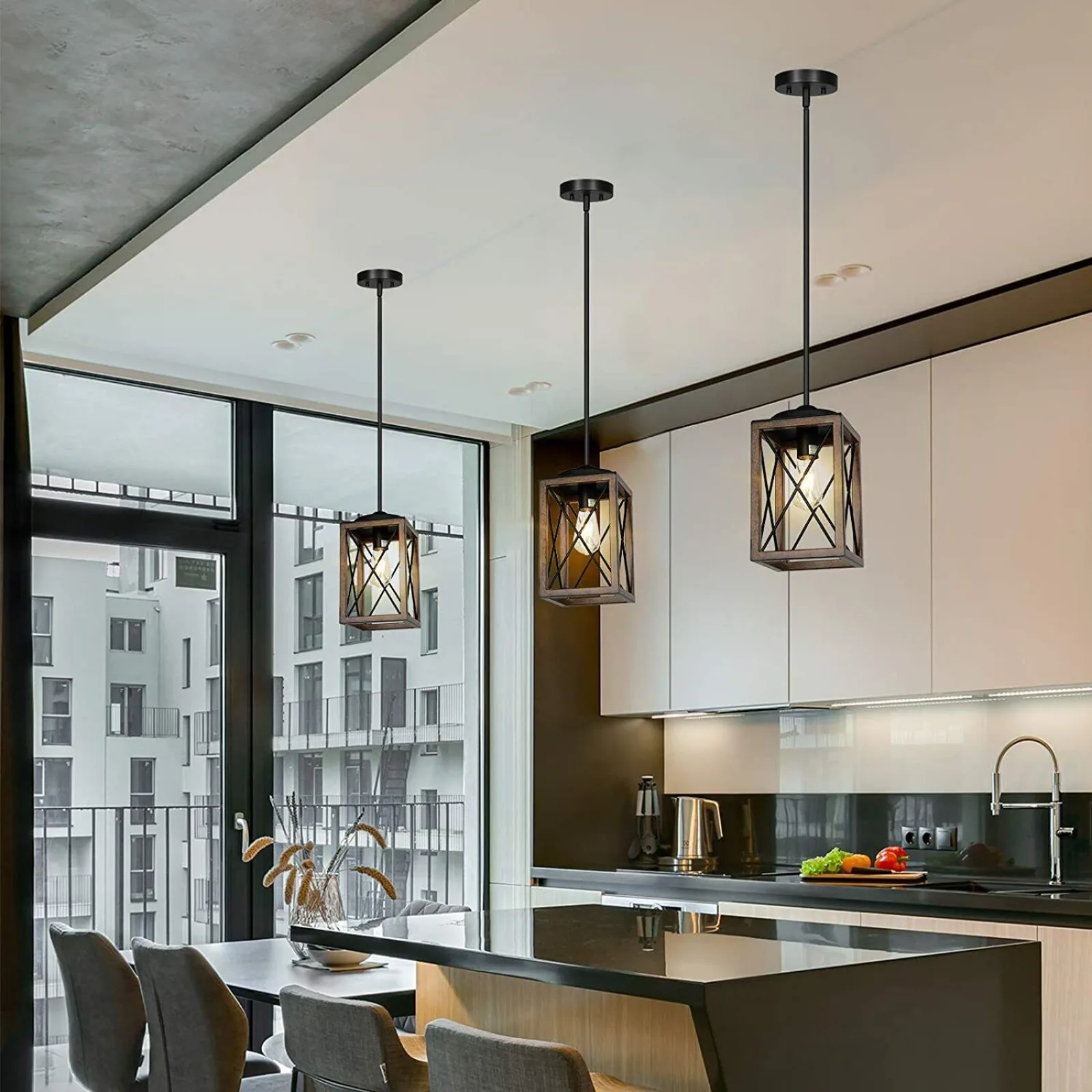 

DEWENWILS farmhouse pendant light metal hanging light kitchen 1 pack-