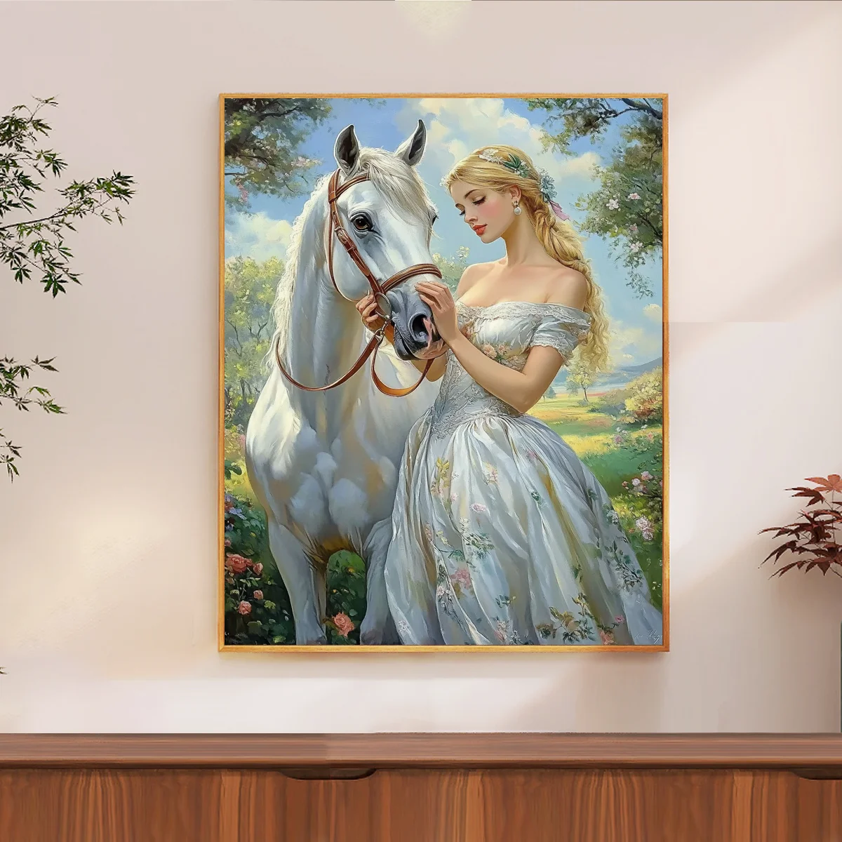 1pc 40X50CM/15.74*19.7inch The princess and the White Horse cross stitch Kit DIY kit 11CT/14CT Hanging Painting