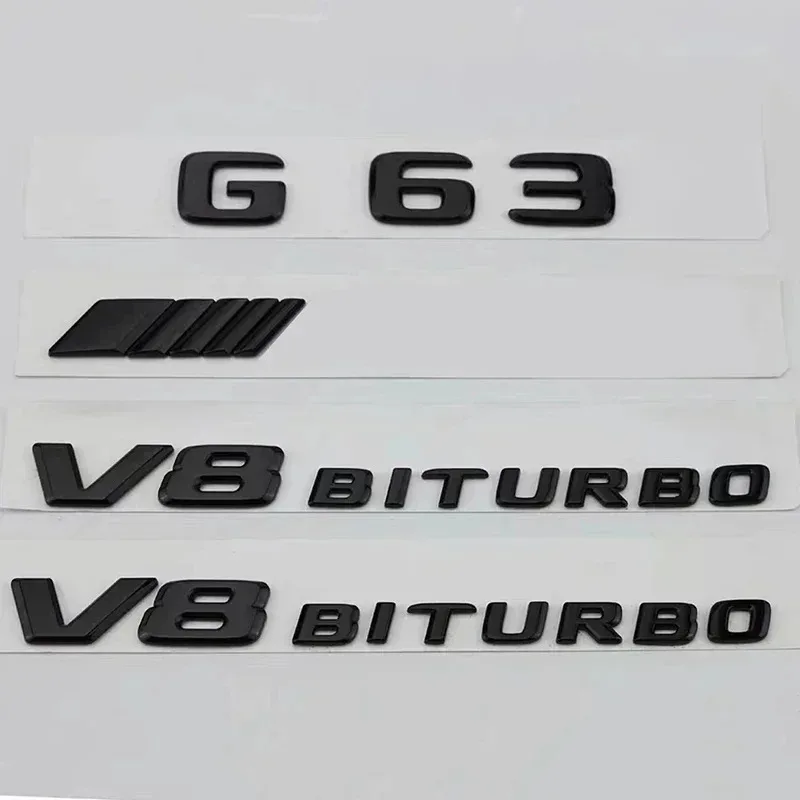 

Glossy Black Car Rear Trunk Letters Badge Emblem Logo Sticker For Mercedes-Benz G63 AMG W463 W464 G 63 V8 BITURBO Accessories