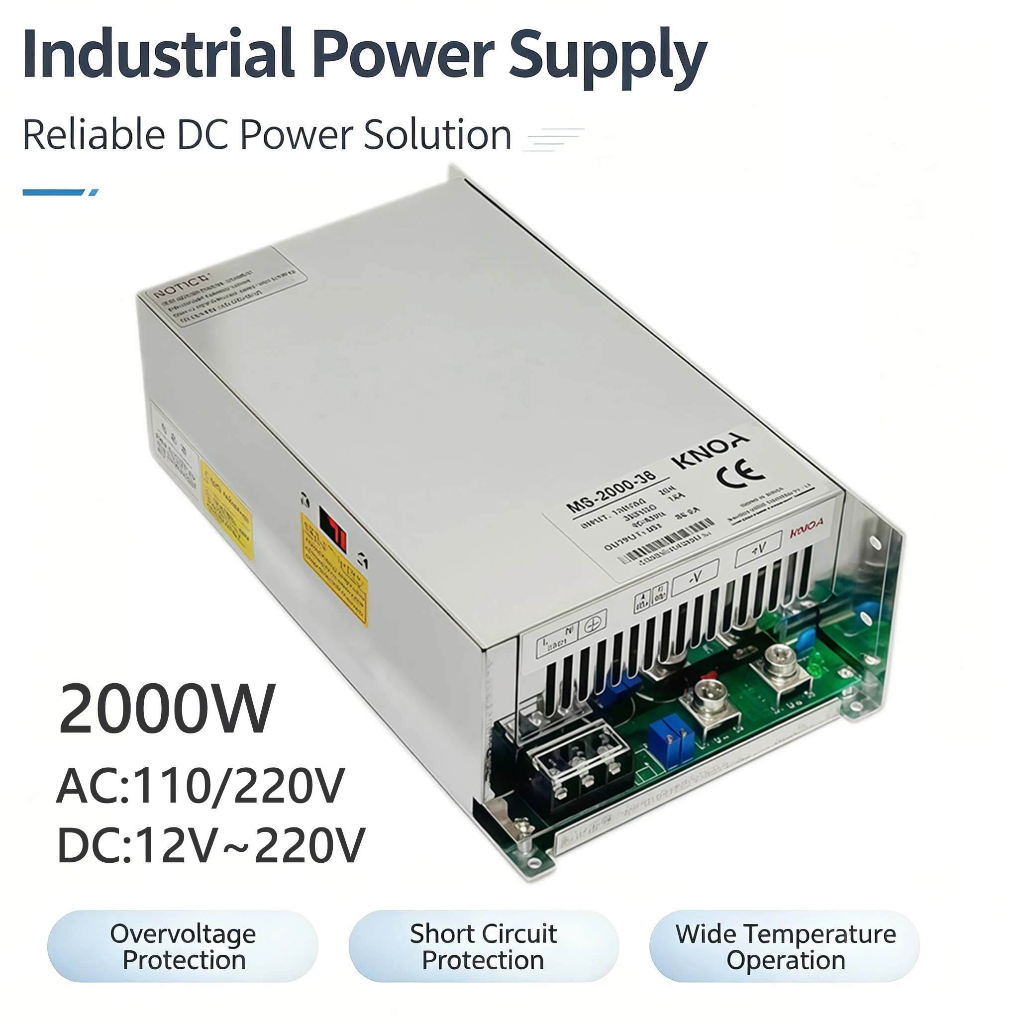 2000W Einstellbares Netzteil DC 12V 15V 24V 36V 48V 60V 85V 150V 200V Spannungswandler AC 110V 220V SMPS Konverter